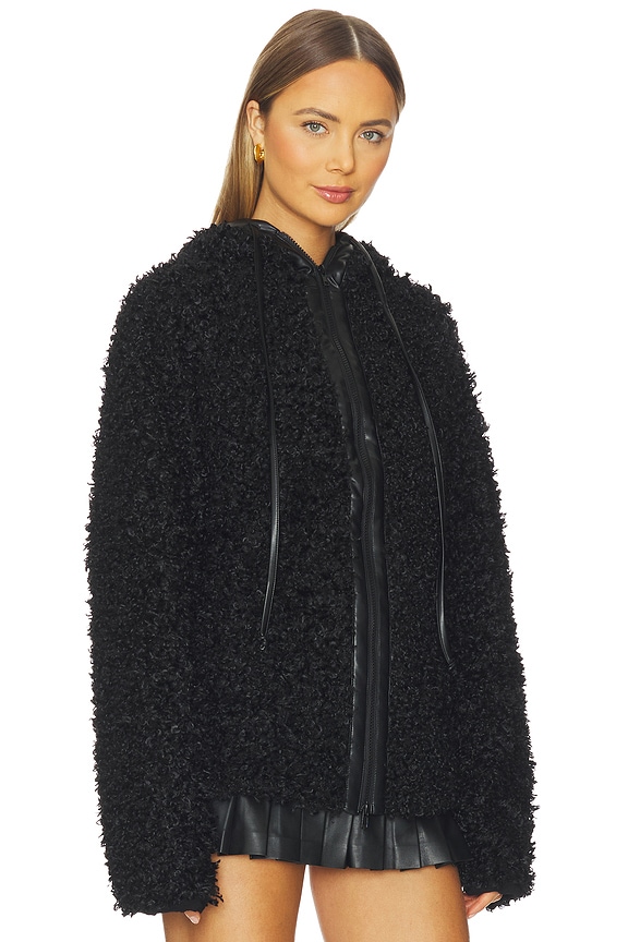 view 2 of 4 Oversized Raglan Sleeve Zip Front Hooded Jacket in Black