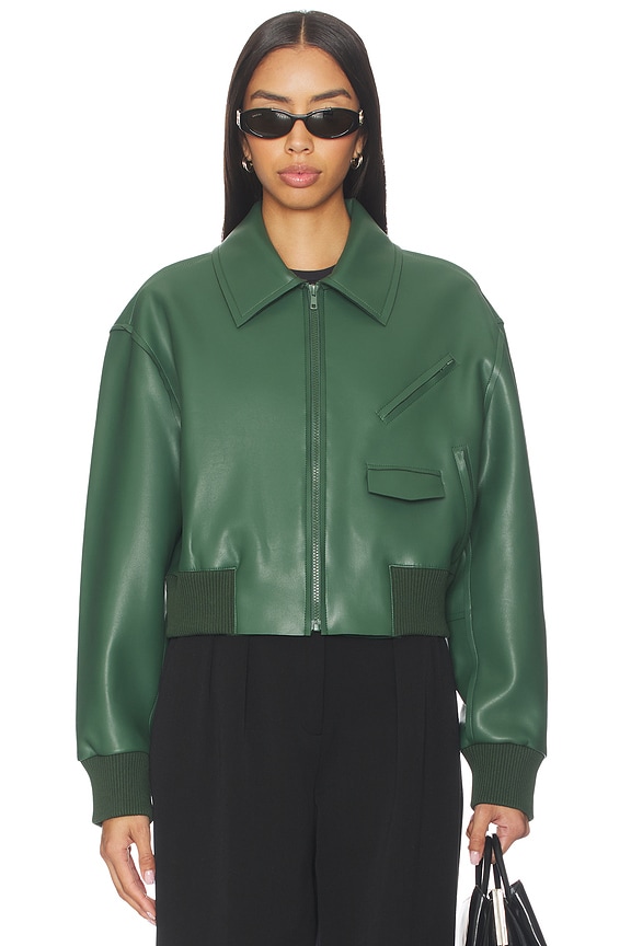 view 2 of 5 Mens Zip Front Classic Cropped Jacket in Dark Emerald
