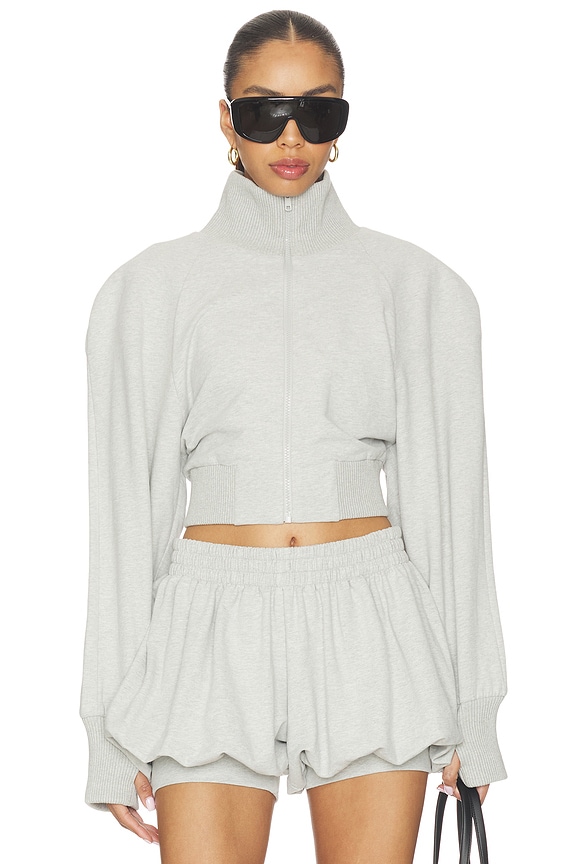 view 1 of 4 Oversized Turtle Bomber Jacket in Light Heather Grey