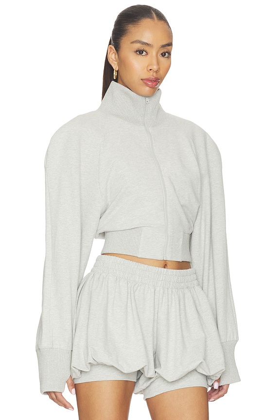 view 2 of 4 Oversized Turtle Bomber Jacket in Light Heather Grey