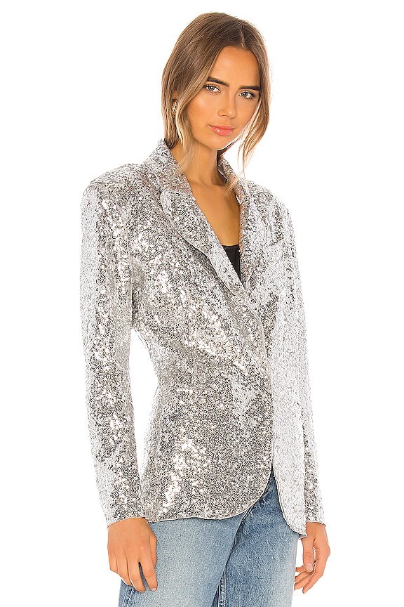view 2 of 5 Sequin Single Breasted Blazer in Silver