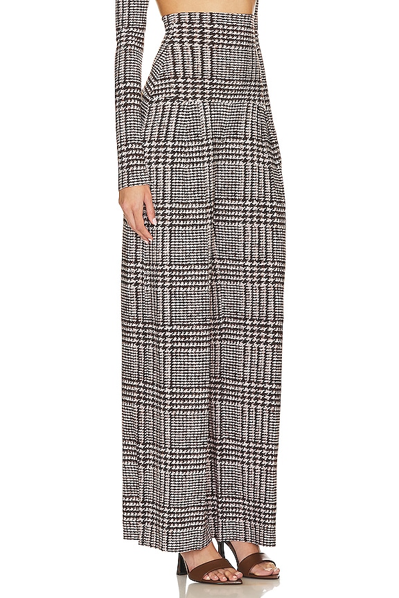 view 2 of 4 High Waist Pleat Pant in Chocolate Glenn Plaid Tweed