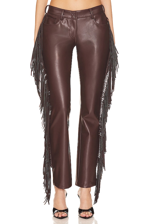 view 2 of 5 PANTALÓN TIPO BOTA CON FLECOS in Chocolate