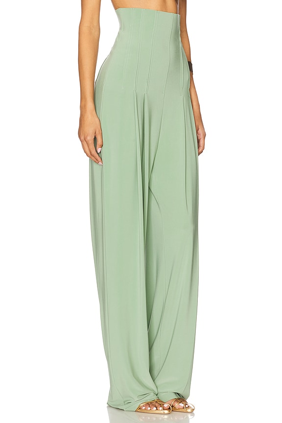 view 2 of 6 CALÇA PLISSADA CINTURA ALTA DE ALFAIATARIA in Vintage Green