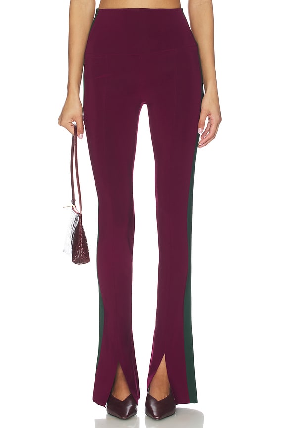 view 2 of 7 Side Stripe Spat Legging in Plum & Dark Emerald