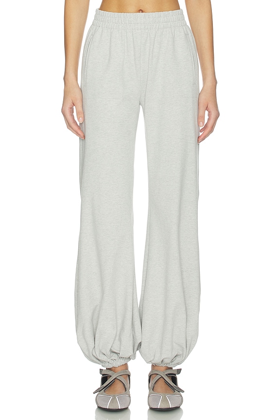 view 1 of 6 Boyfriend Puff Jog Pant in Light Heather Grey