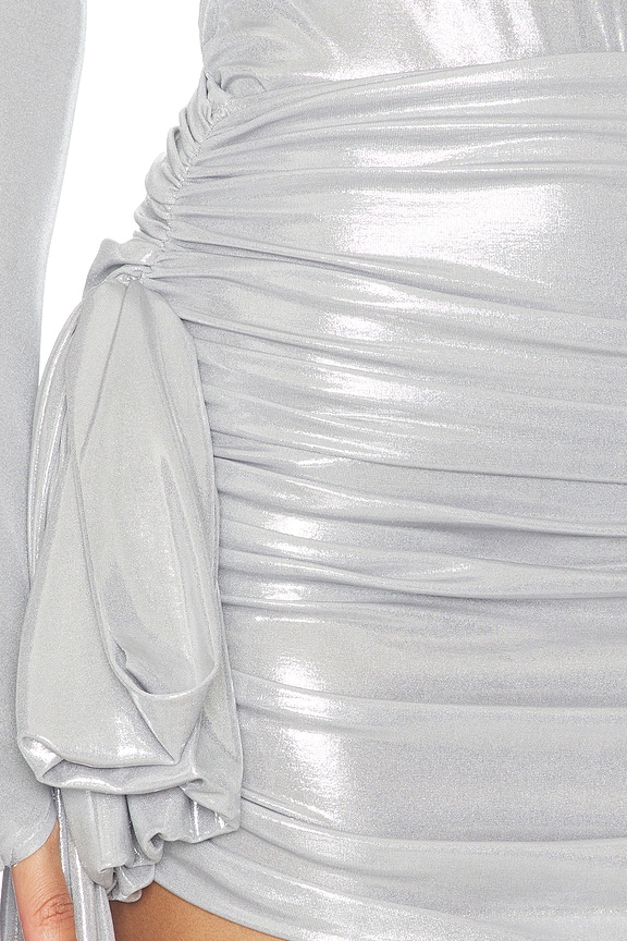 Norma Kamali Bill Pickleball Skirt With Bow in Silver | REVOLVE