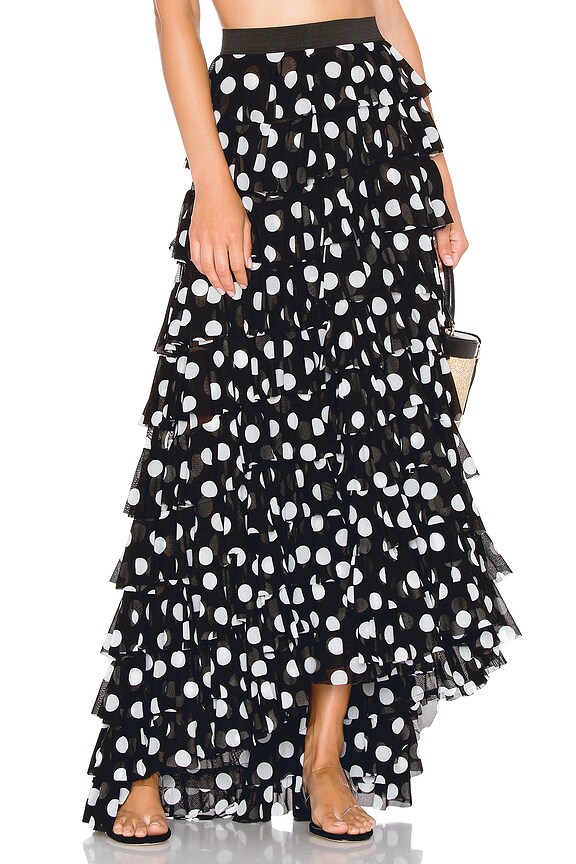 view 1 of 4 Ruffle Skirt in Black & White Dot