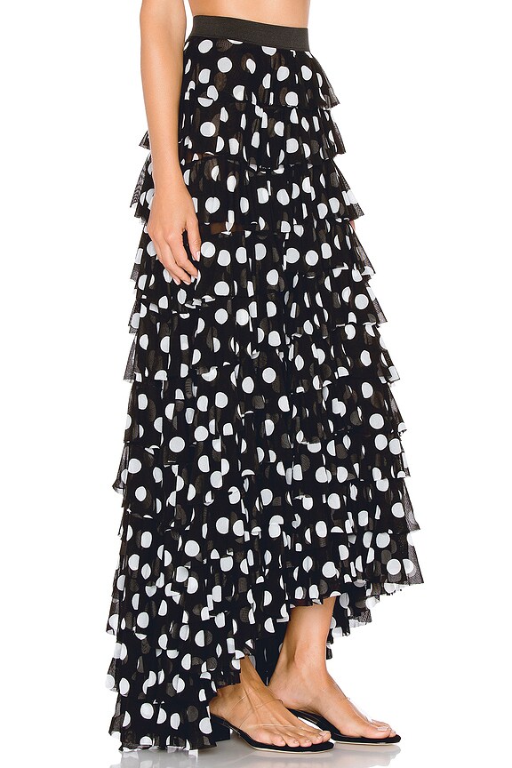 view 2 of 4 Ruffle Skirt in Black & White Dot