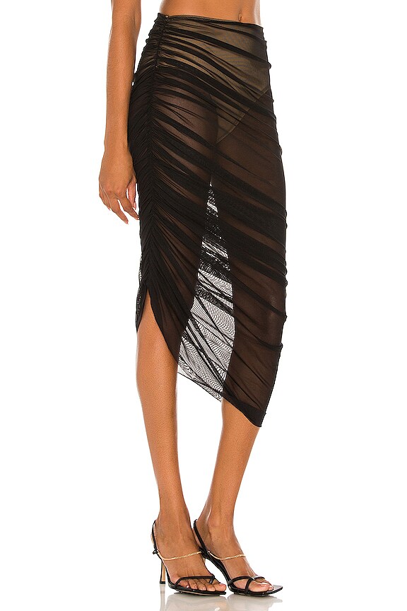 view 2 of 4 Diana Long Skirt in Black Mesh & Nude