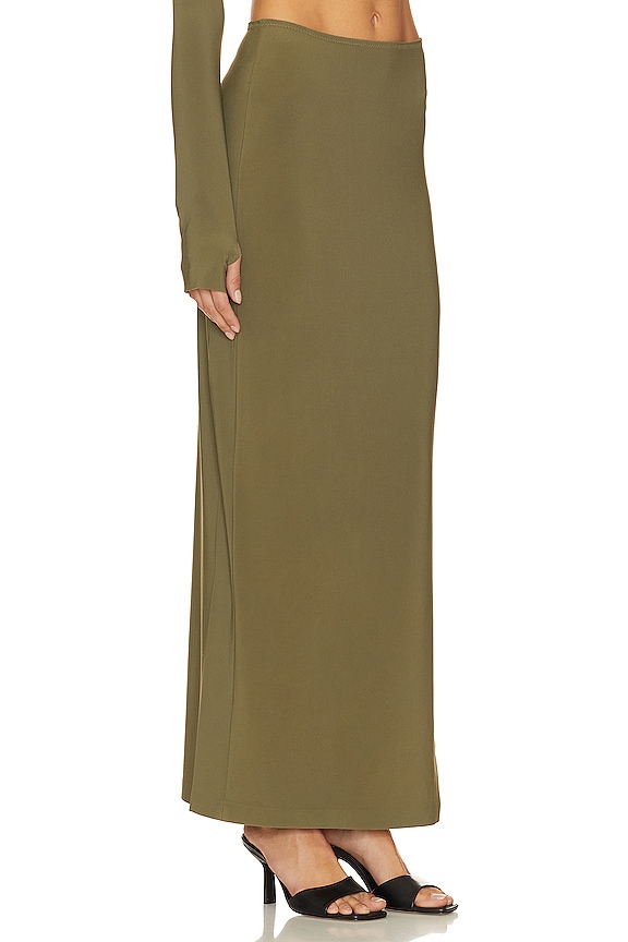 view 2 of 4 Side Slit Long Skirt in Military