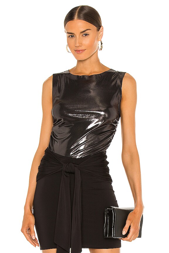 view 1 of 4 Sleeveless Shirred Top in Dark Silver