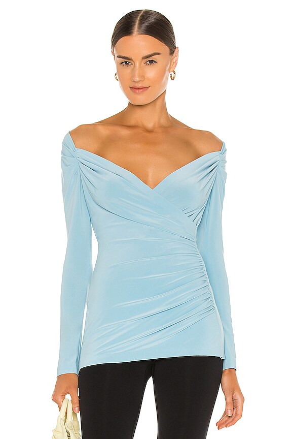 view 1 of 4 X REVOLVE Long Sleeve Sweetheart Side Drape Top in Powder Blue