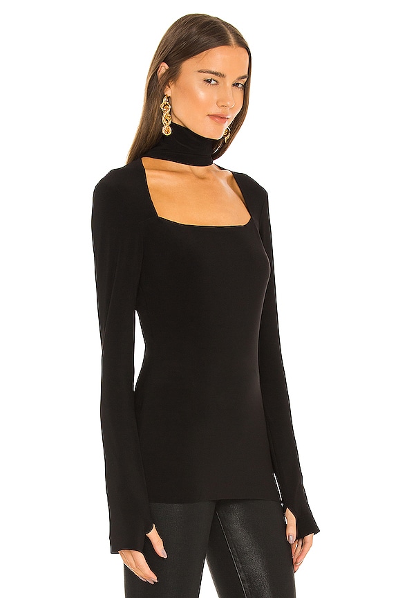 view 2 of 4 Long Sleeve Sweetheart Turtle Top in Black