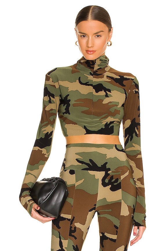 view 2 of 5 Long Sleeve Turtle Skull Cap Cropped Top in Camo