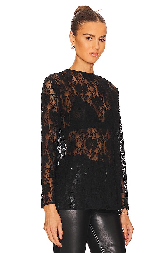 view 2 of 4 Long Sleeve Crew Top in Black Peony