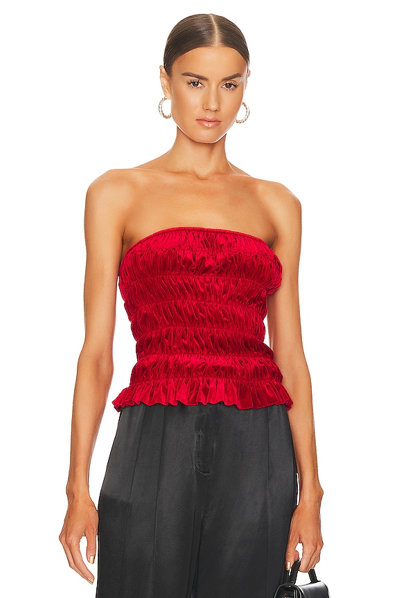 view 2 of 5 Elastic Tube Top with Sleeve in Tango