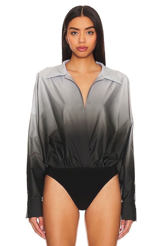 view 2 of 5 BODY SUPER OVERSIZED BOYFRIEND SHIRT in Black & Grey Ombre