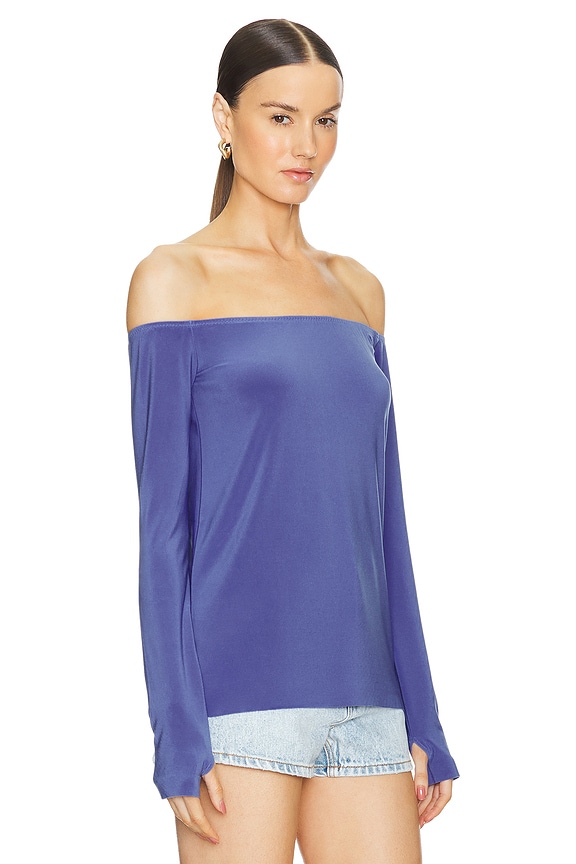 view 2 of 4 Long Sleeve Off Shoulder Top in Military Blue