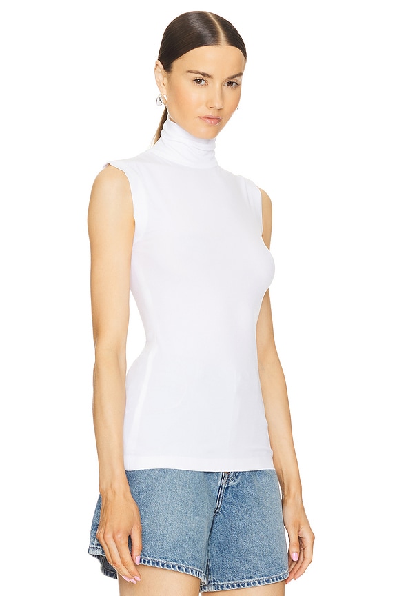 view 2 of 4 Slim Fit Sleeveless Turtleneck Top in Snow White