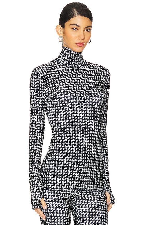 view 2 of 5 Slim Fit Long Sleeve Turtleneck Top in Large Houndstooth