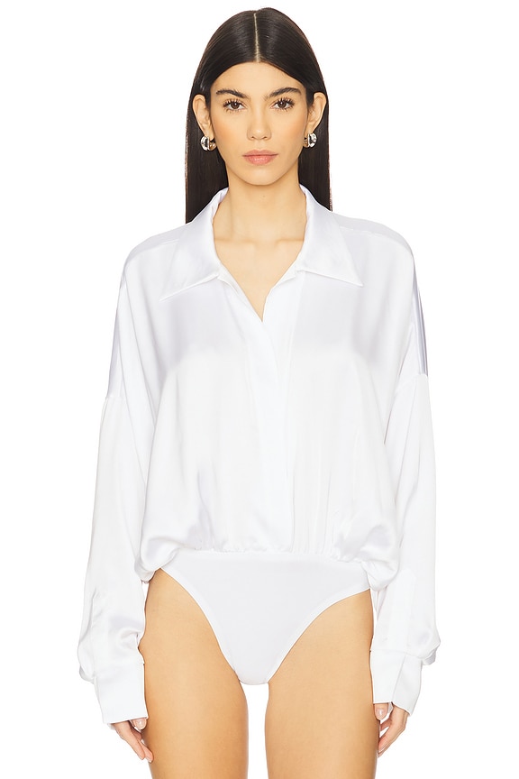 view 2 of 5 Super Oversized Boyfriend NK Shirt Bodysuit in Snow White