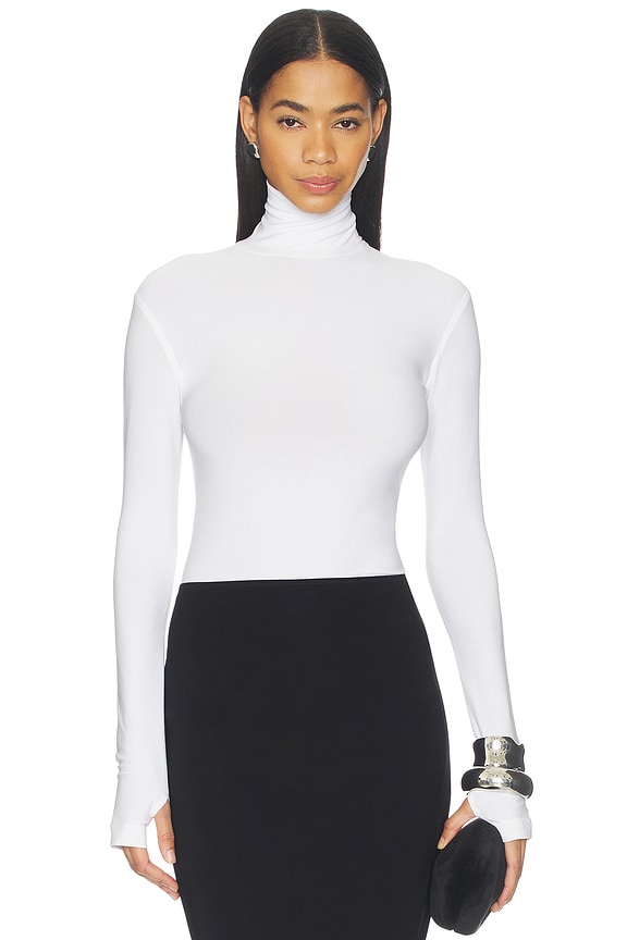 view 1 of 4 Slim Fit Long Sleeve Turtle Top in Snow White