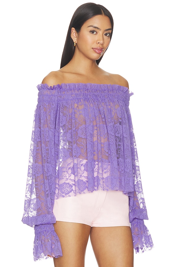 view 2 of 5 Long Sleeve Peasant Top in Lavender