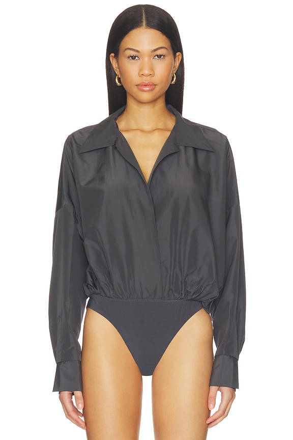 view 2 of 5 Oversized Neck Bodysuit in Dark Grey