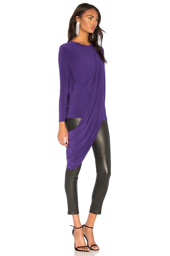 view 2 of 3 Long Sleeve Draped Top in Purple