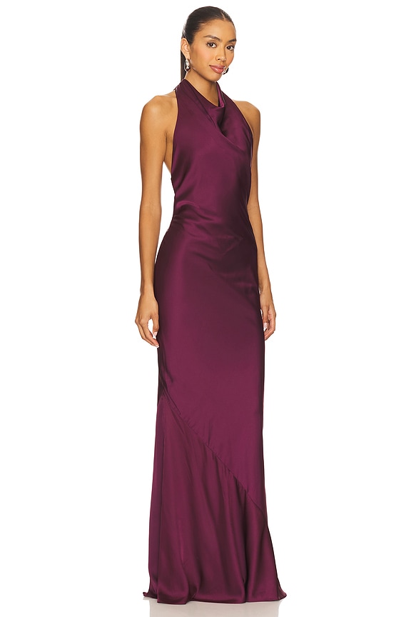 view 2 of 3 Penelope Halter Gown in Mulberry