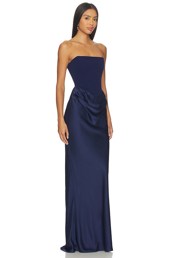 view 2 of 3 Chiara Strapless Gown in Navy
