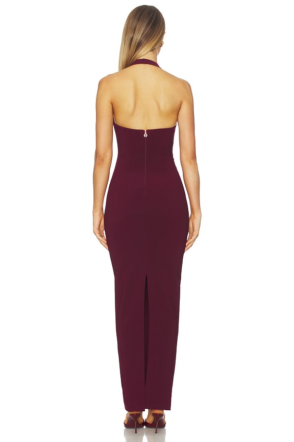 nookie burgundy dress Natalia Halter Maxi in Wine Featuring a thigh high YGroup_DW Rachel Zoe Black Dress Waist Size:30