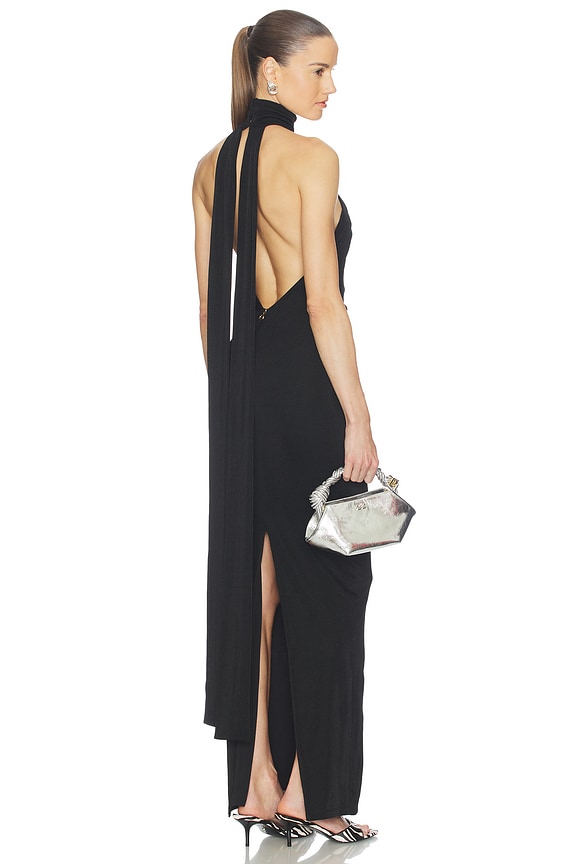 view 1 of 4 Crush Halter Gown in Black