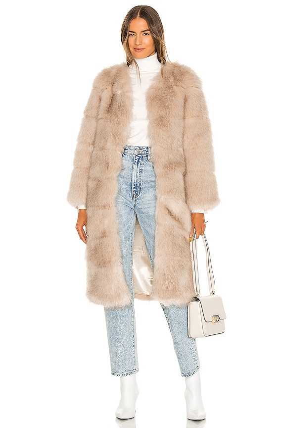 Nookie Tatiana Faux Fur Long Jacket in Cream | REVOLVE