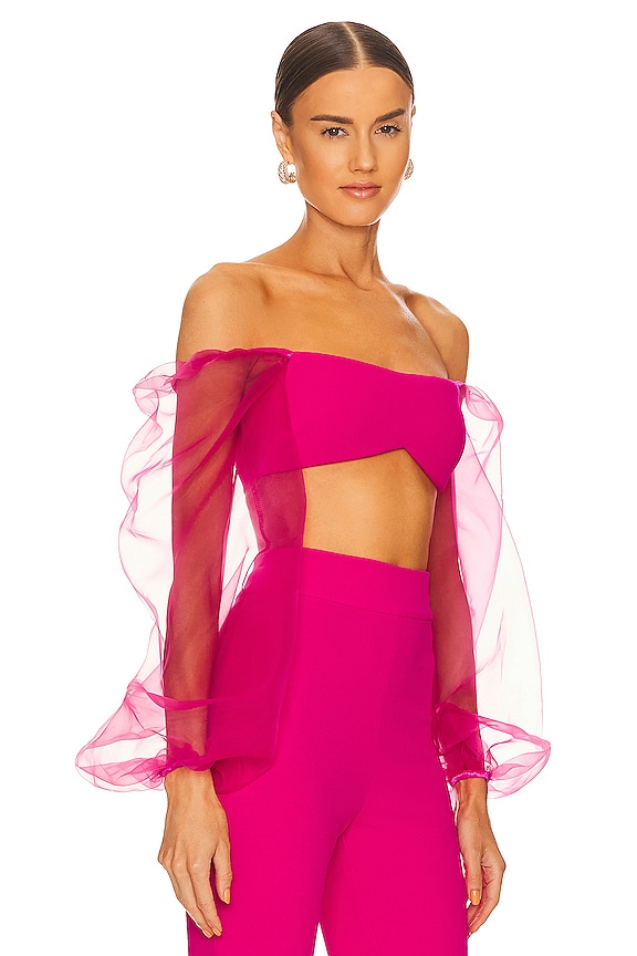 view 2 of 4 Illusion Crop Top in Neon Pink