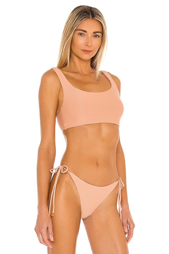 view 2 of 5 Savannah Square Neck Bikini Top in Nude Rib