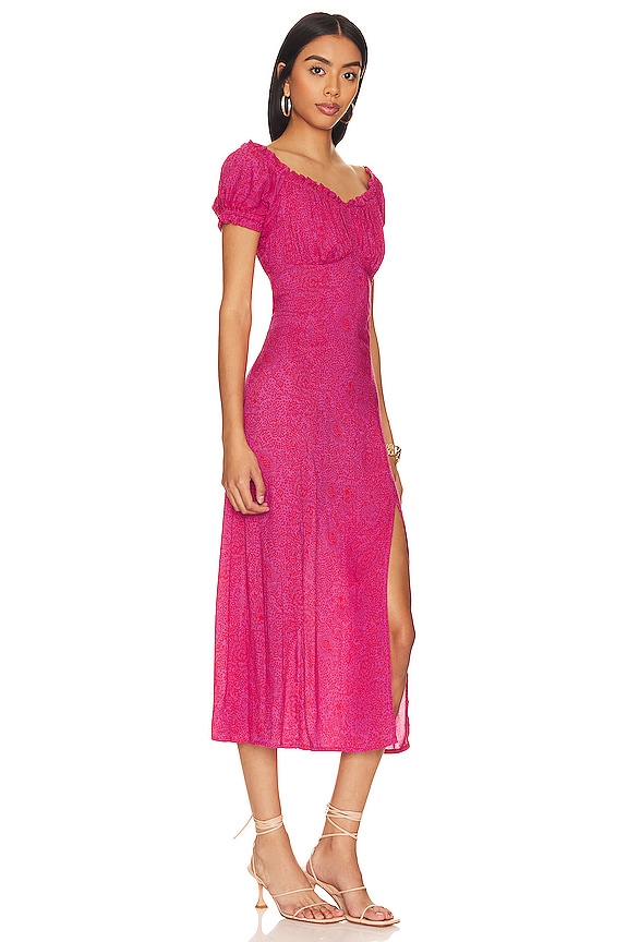 view 2 of 4 CHARLOTTE ミディ丈ドレス in Shangri La Print Raspberry