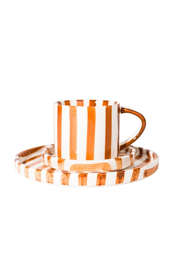 view 1 of 2 Summer Beach Coffee Cup & Plate Set in Orange