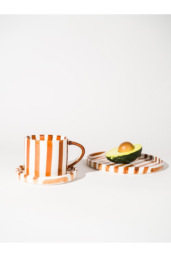 view 2 of 2 Summer Beach Coffee Cup & Plate Set in Orange