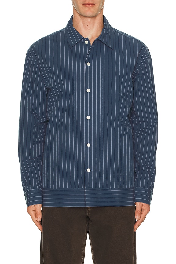 view 1 of 4 Reed Stripe Overshirt Shacket in Blue Stripe