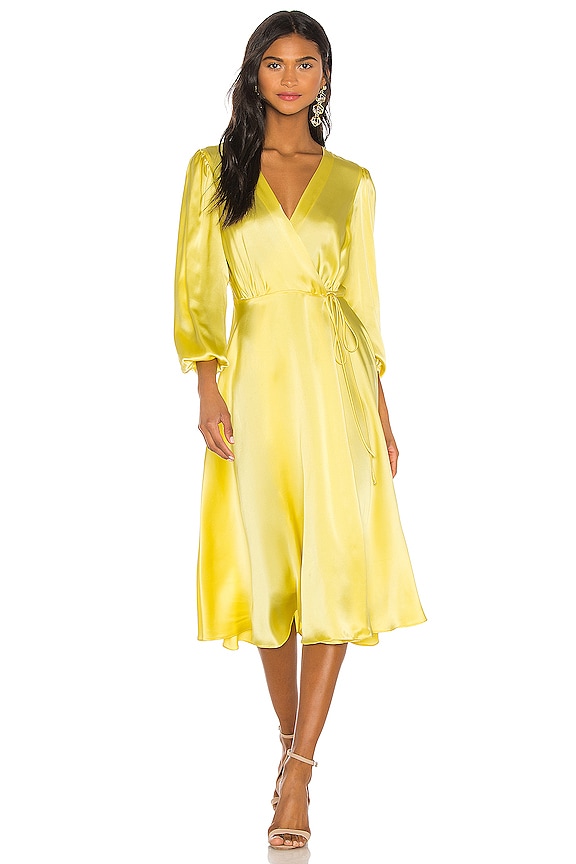 view 1 of 3 Wrap Silk Midi Dress in Yellow