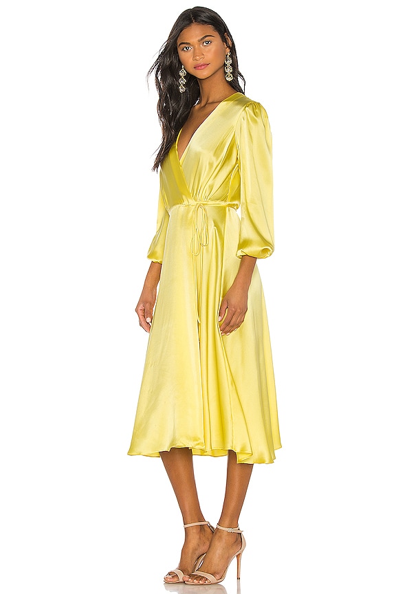 view 2 of 3 Wrap Silk Midi Dress in Yellow