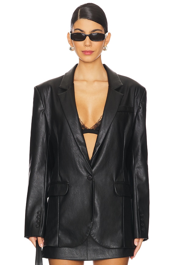 view 2 of 5 Farrell Faux Leather Blazer in Black