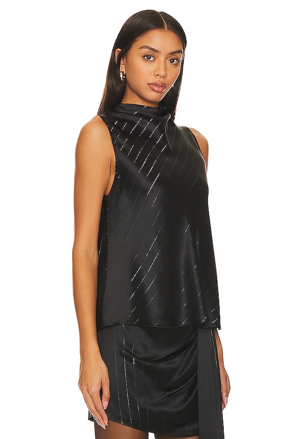view 2 of 5 Laura Top in Black & Silver Stripes