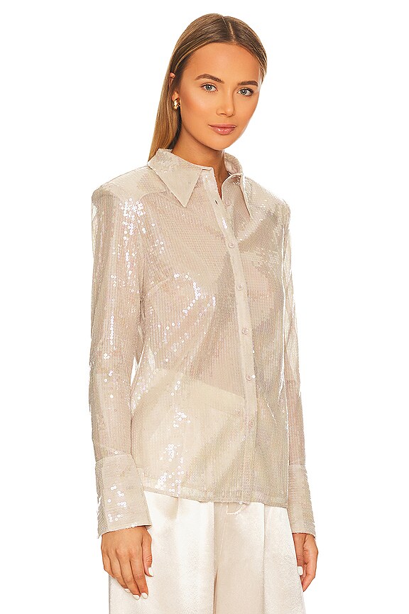 view 2 of 5 Tiffany Sequin Button Down Blouse in Blush