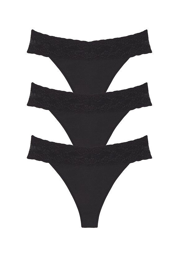 view 1 of 2 Bliss Perfection One Size Classic Thong 3 Packs in Black