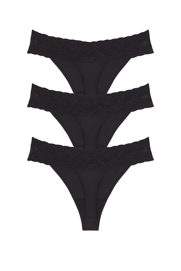 view 2 of 2 Bliss Perfection One Size Classic Thong 3 Packs in Black