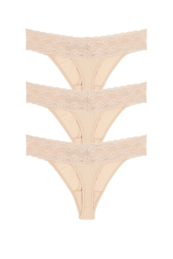 view 2 of 2 Bliss Perfection One Size Classic Thong 3 Packs in Cafe