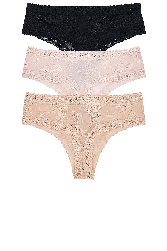 view 2 of 6 Escape Thong 3-pack in Black, Cafe & Rose